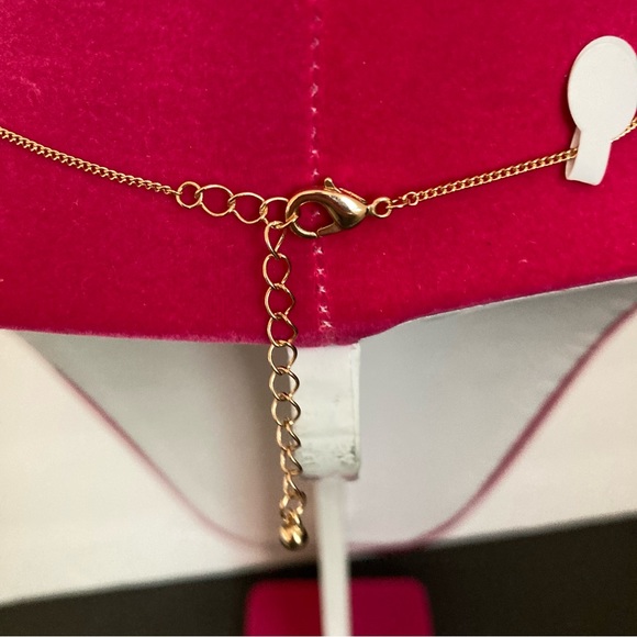 Necklace with Letter N Pendent with Clear Stones | Gold Tone - Picture 5 of 6